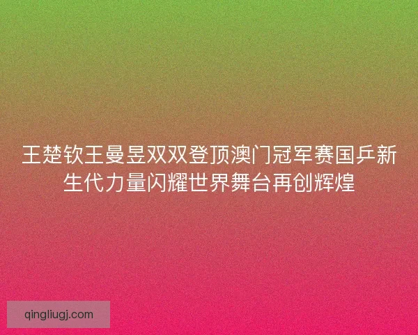 王楚钦王曼昱双双登顶澳门冠军赛国乒新生代力量闪耀世界舞台再创辉煌