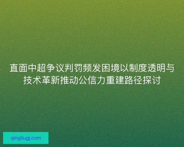 直面中超争议判罚频发困境以制度透明与技术革新推动公信力重建路径探讨 直面中超争议判罚频发困境以制度透明与技术革新推动公信力重建路径探讨